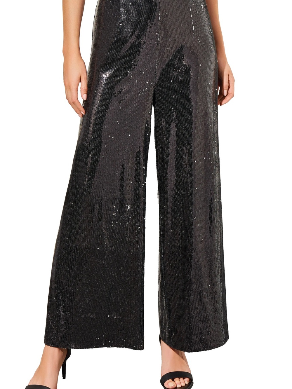 Ming wang Novelty Sequin Wide Leg Pants